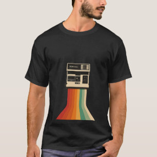 T-shirt Appareil photo rétro avec impression arc-en-ciel