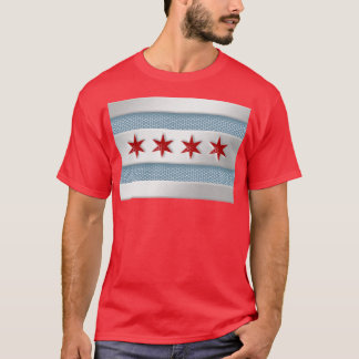 T-shirt Apparence en métal du drapeau de Chicago