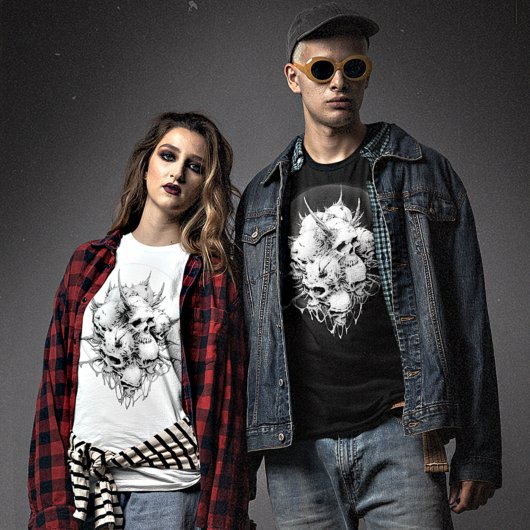 T-shirt Apparition de la mort fusionné crânes démons halo 