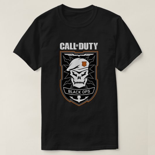 T-shirt Appel de service Noir Ops 4 Badge  (Design devant)