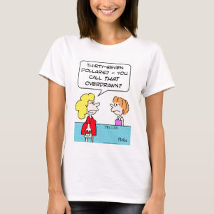 T-shirt appel tiré à découvert sur par guichetier cela