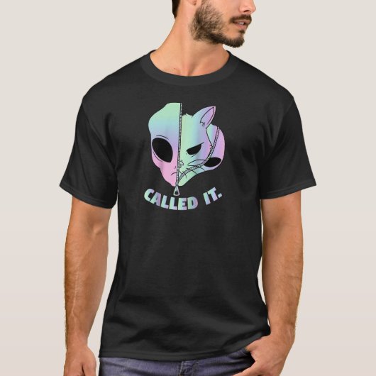 T-shirt Appelé Il Alien Chat Conspiration Extraterrestre L (Devant)