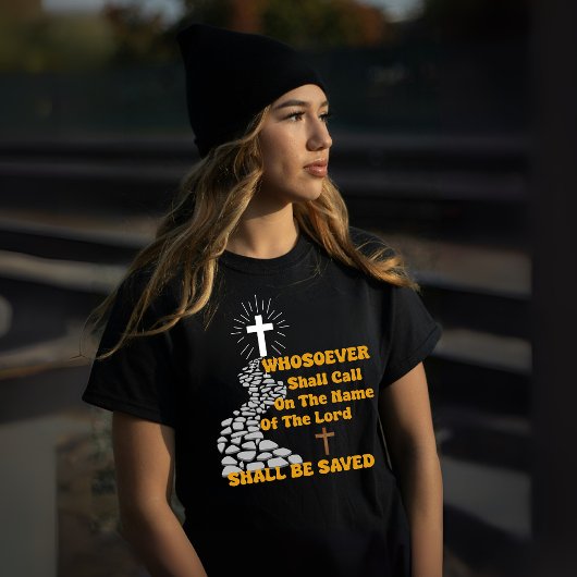 T-shirt "Appelez le Seigneur" Croix-Chrétienne brillante