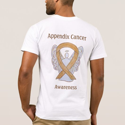 T-shirt Appendice Cancer Sensibilisation Amber Ribbon Ange (Dos)