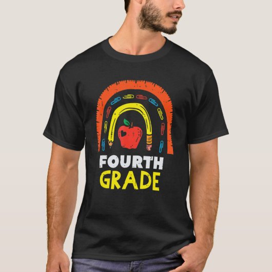 T-shirt Apple Rainbow 4e année 4e première journée école T (Devant)