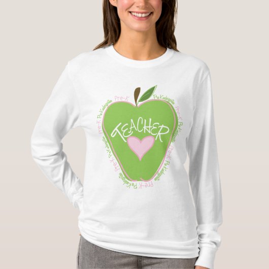 T-shirt Apple rose et vert pré de K de professeur (Devant)