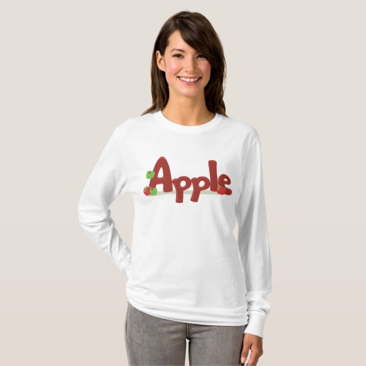 T-shirt Apple Word Art avec des pommes rouges et vertes (Devant entier)