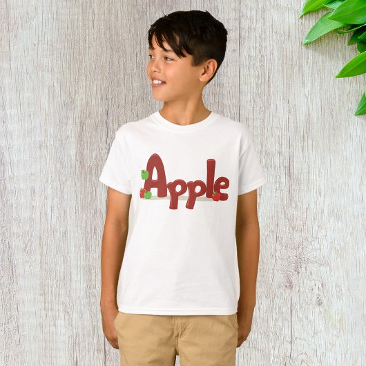 T-shirt Apple Word Art avec des pommes rouges et vertes