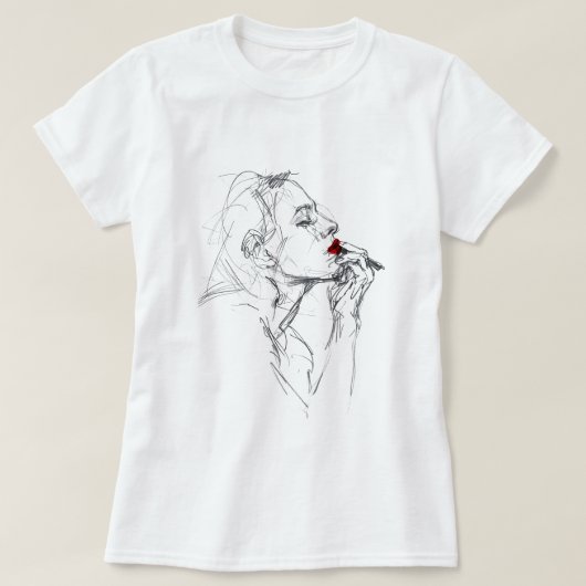 T-shirt Application du rouge à lèvres (Design devant)