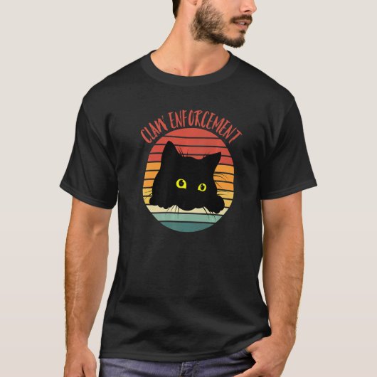 T-shirt Application rétro de griffe de chat noir (Devant)