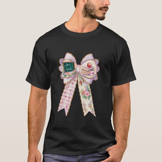T-shirt Appréciation de l'enseignant Coquette Bow et Apple (Devant)