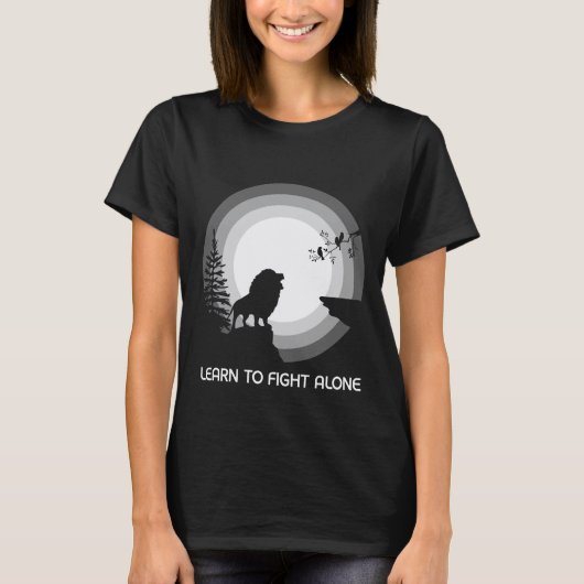 T-shirt Apprendre à se battre seul – Lion sous la lumière (Devant)