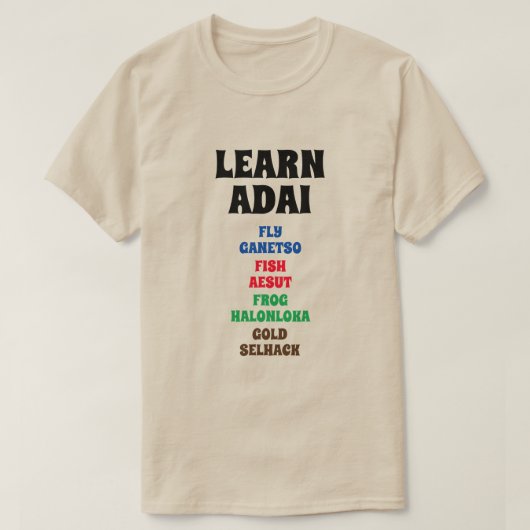 T-shirt Apprendre Adai - Voler, Poisson, Grenouille, Or (Design devant)