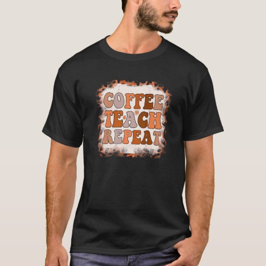 T-shirt Apprentissage du café Répéter Leopard Enseignant V (Devant)