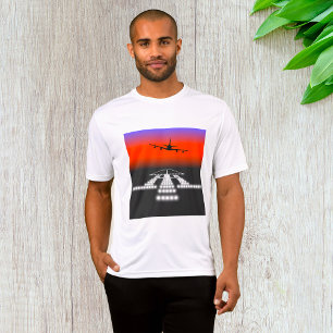 T-shirt Approche Avion au Soleil Couchant Éclairage de la
