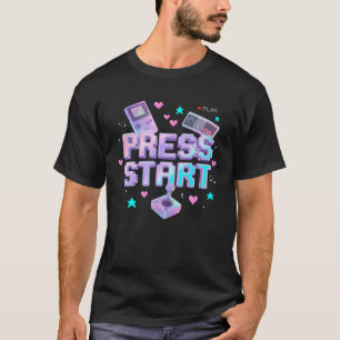 T-shirt Appuyez sur Démarrer Y2K Rétro Jeux d'Arcade Chrom