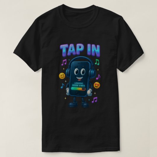 T-shirt Appuyez Sur Smartphone Smiling Good Vibes (Design devant)