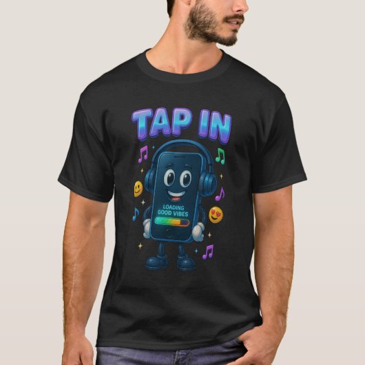 T-shirt Appuyez Sur Smartphone Smiling Good Vibes (Devant)
