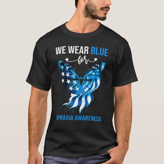 T-shirt Apraxia Awareness 4th July Blue Butterfly (Devant)