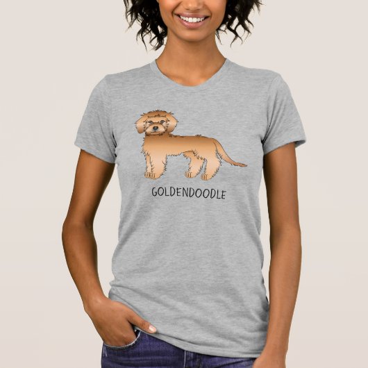 T-shirt Apricot Mini Goldendoodle Cartoon Chien & Texte (Devant)