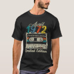 T-shirt April 1972 Limited Edition 50Th Birthday Cassette<br><div class="desc">Great presents ideas for who's turning 50 years old, born in April 1972 on 50th Birthday party decorations with your grandma, grandpa, dad, mom, uncle, aunt, husband, wife, friends. Born in April 1972 retro 50 years old, vintage 50th birthday cassette graphic tee for women men apparel makes the parfait gift...</div>