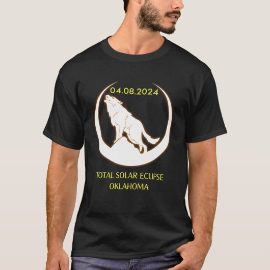 T-shirt April 8 2024 Total Solar Eclipse Oklahoma Wolf Sun (Devant)