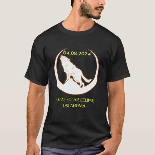 T-shirt April 8 2024 Total Solar Eclipse Oklahoma Wolf Sun (Devant)