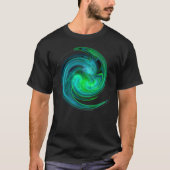 T-shirt AQUA BLEU VERT VORTEX Fractal Swirl Noir (Devant)