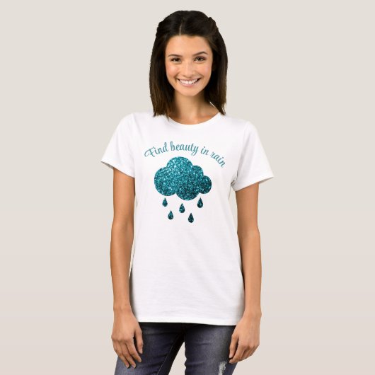 T-shirt Aqua Blue parties scintillant scintille Pluie Clou (Devant entier)