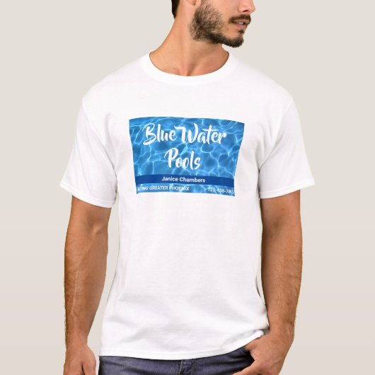 T-shirt Aqua Blue Swimming Pool Cleaning Service (Devant)