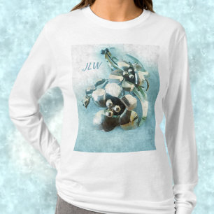 T-shirt Aqua et Gold Vintage Lily métallique