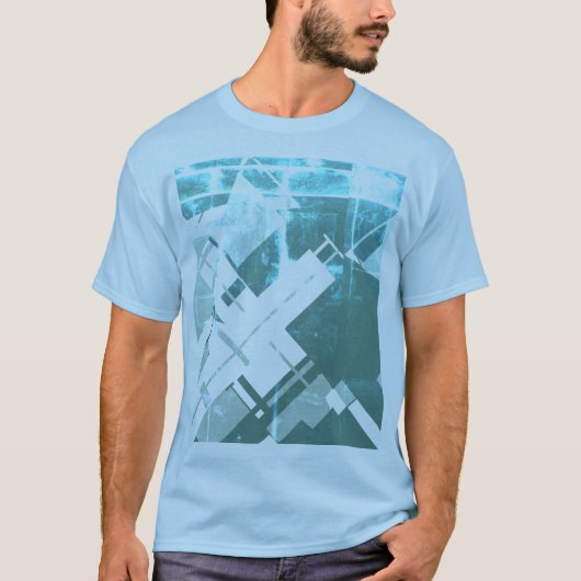 T-shirt Aqua Gris-Vert Diagonal MCM d'inspiration Abstrait (Devant)