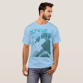 T-shirt Aqua Gris-Vert Diagonal MCM d'inspiration Abstrait (Devant entier)