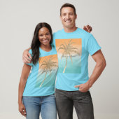 T-shirt Aqua Peach Gold Tropical Palm Trees Ombre    (Unisexe)