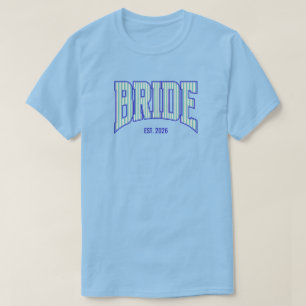 T-shirt Aqua + Rayure Beige Mariée Navy Varsity