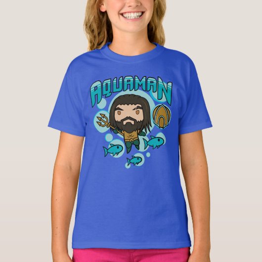 T-shirt Aquaman | Chibi Aquaman Graphisme sous-marin (Devant)