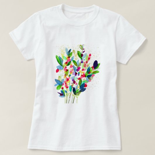T-shirt Aquarelle Abstraite colorée fleurie (Design devant)