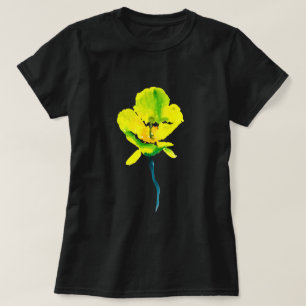 T-shirt Aquarelle abstraite jaune lâche floral
