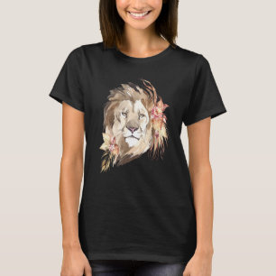 T-shirt Aquarelle africaine Lion I Big Chat I Fleur sauvag