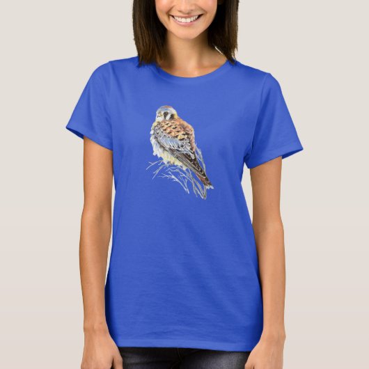 T-shirt Aquarelle American Kestrel Falcon Bird Hawk (Devant)