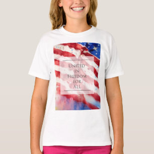 T-shirt Aquarelle Americana, Liberté du drapeau américain 