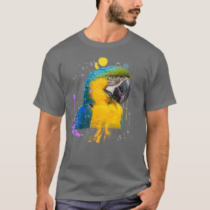 T-shirt Aquarelle amusante Oiseau de perroquet bleu et or