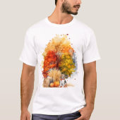 T-shirt Aquarelle Automne Chien Design - Beagle (Devant)