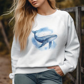 T-shirt Aquarelle Baleine céleste