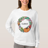 T-shirt Aquarelle Belle couronne Citrouille avec feuille (Devant)