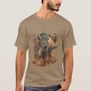 T-shirt Aquarelle Bison Buffle Animaux Nature