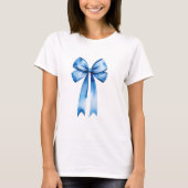 T-shirt Aquarelle bleu Bow Coquette Aesthétique Preppy (Devant)