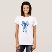 T-shirt Aquarelle bleu Bow Coquette Aesthétique Preppy (Devant entier)