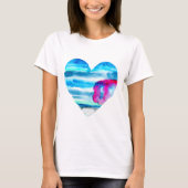 T-shirt Aquarelle bleu coeur mignon (Devant)