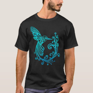 T-shirt Aquarelle bleue Stylisée Hummingbird Bird Graphic
